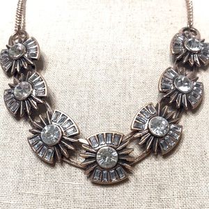 Rose gold necklace statement with set rhinestones 17” & 3” extender